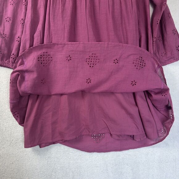 Sundance Chantae Eyelet Dress Pintuck Long Sleeve Buttons Womens XS Pink NWT - Picture 11 of 11